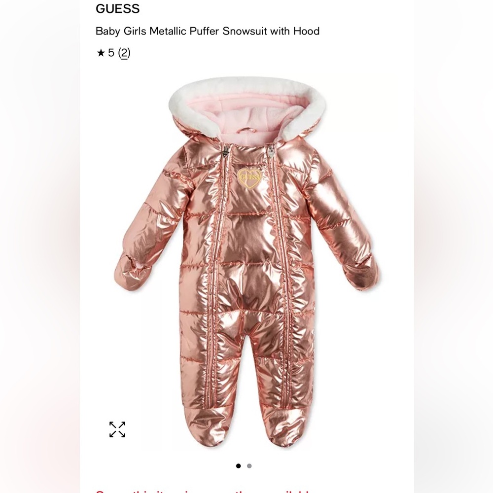 Guess Pink Metallic One Piece Snowsuit